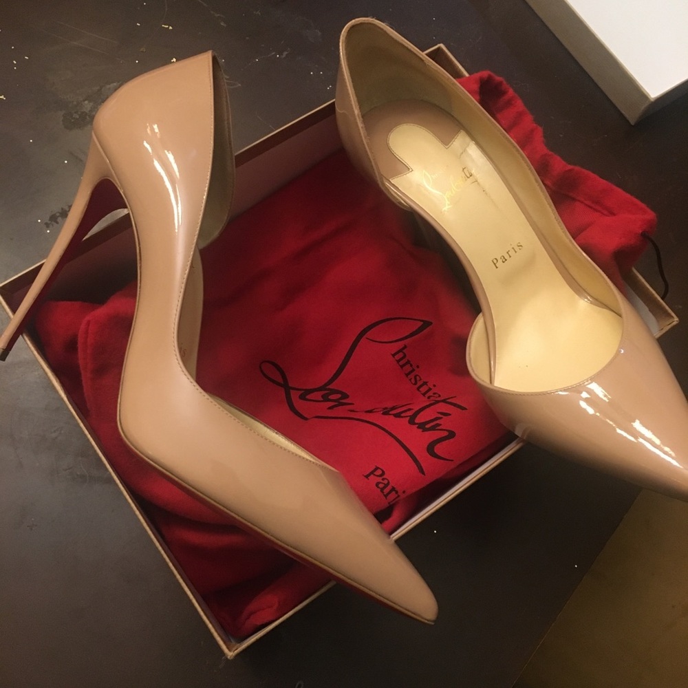 NUDE IRIZA 100 PATENT LEATHER LOUBOUTIN HEEL